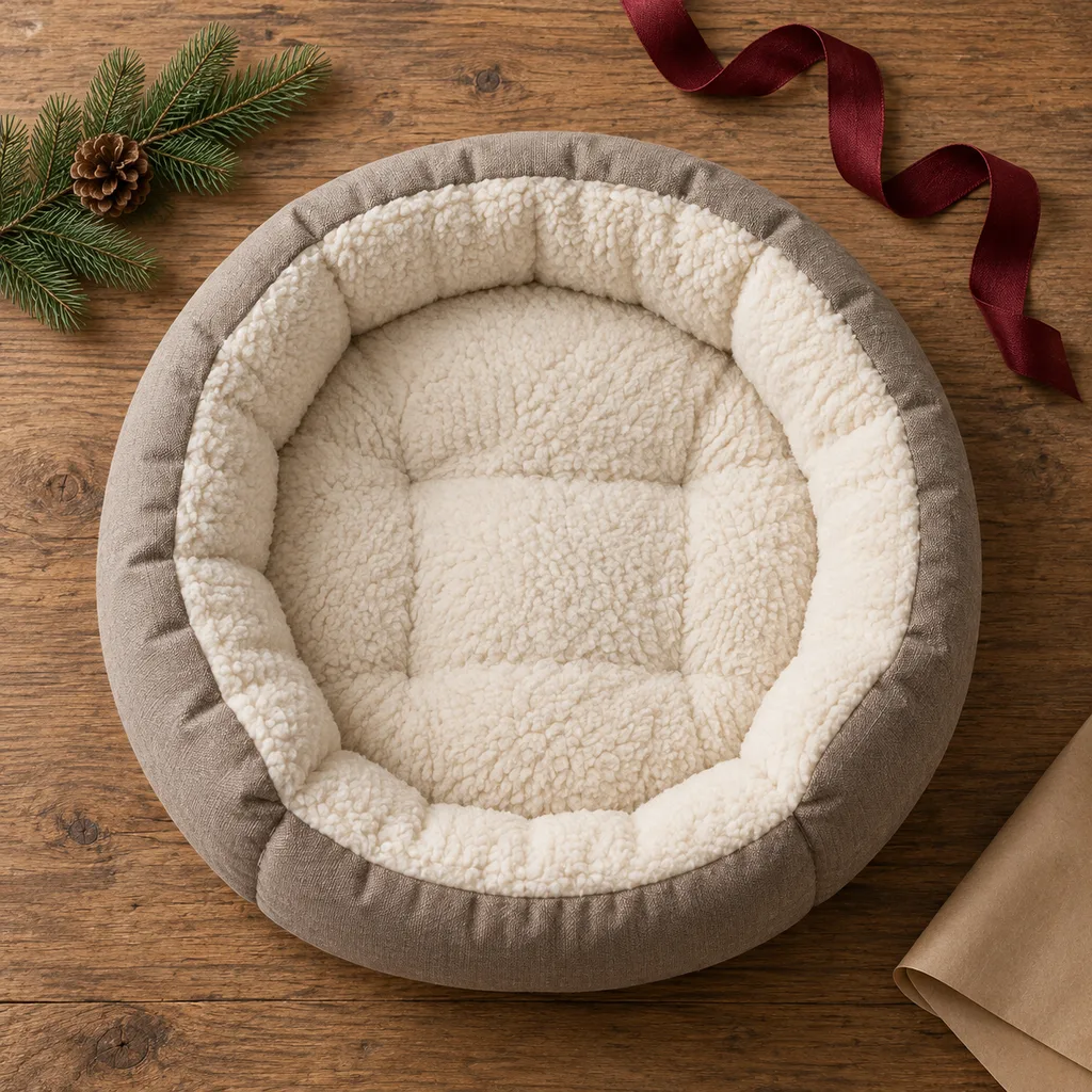 Representative photo-style image of self-warming thermal pet bed — generated, not a specific product