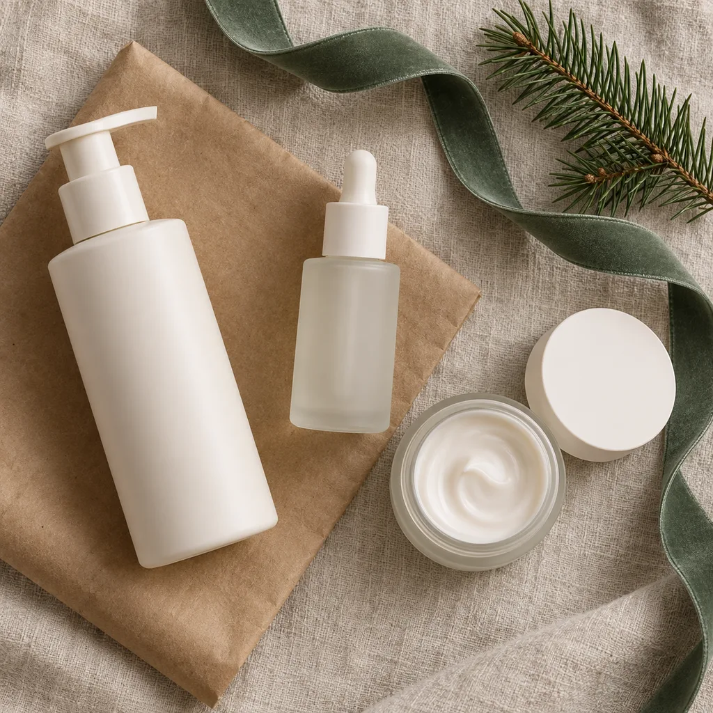 Representative photo-style image of sensitive skin calming essentials — generated, not a specific product