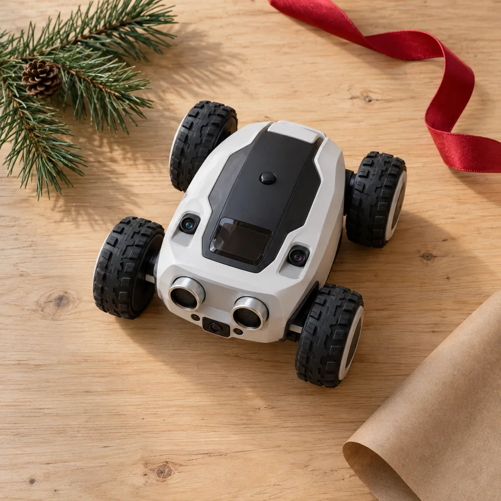 Representative photo-style image of sensor-based explorer robot — generated, not a specific product