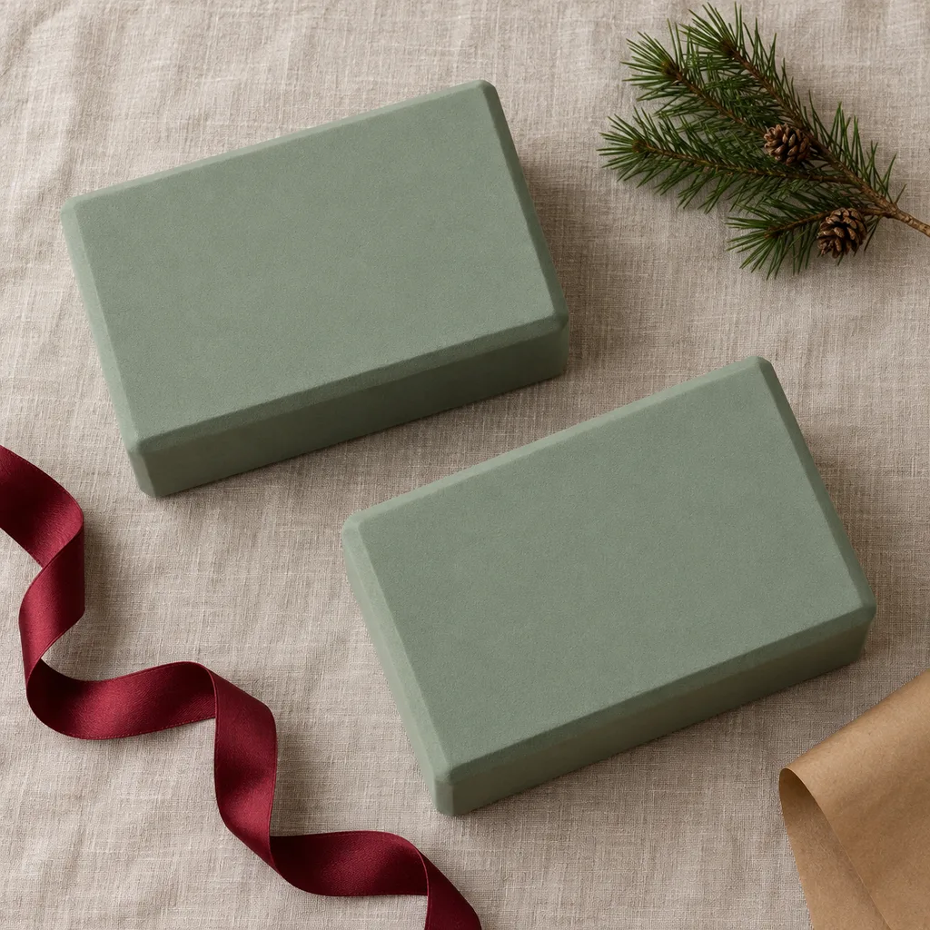 Representative photo-style image of set of two yoga blocks — generated, not a specific product