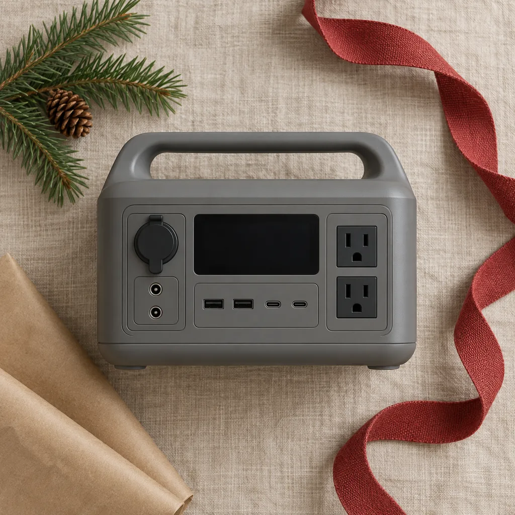 Representative photo-style image of silent indoor power supply — generated, not a specific product