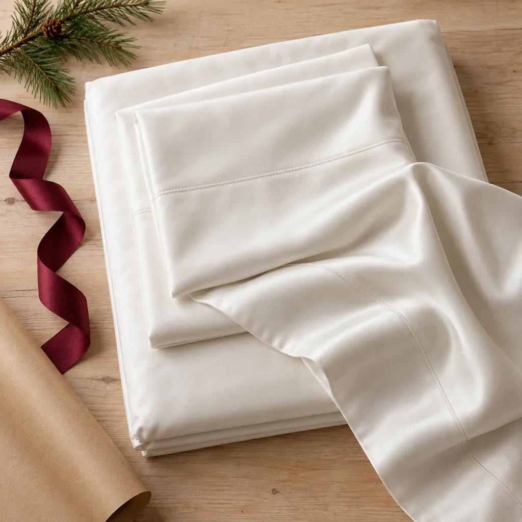 Representative photo-style image of silky smooth bamboo viscose sheets — generated, not a specific product