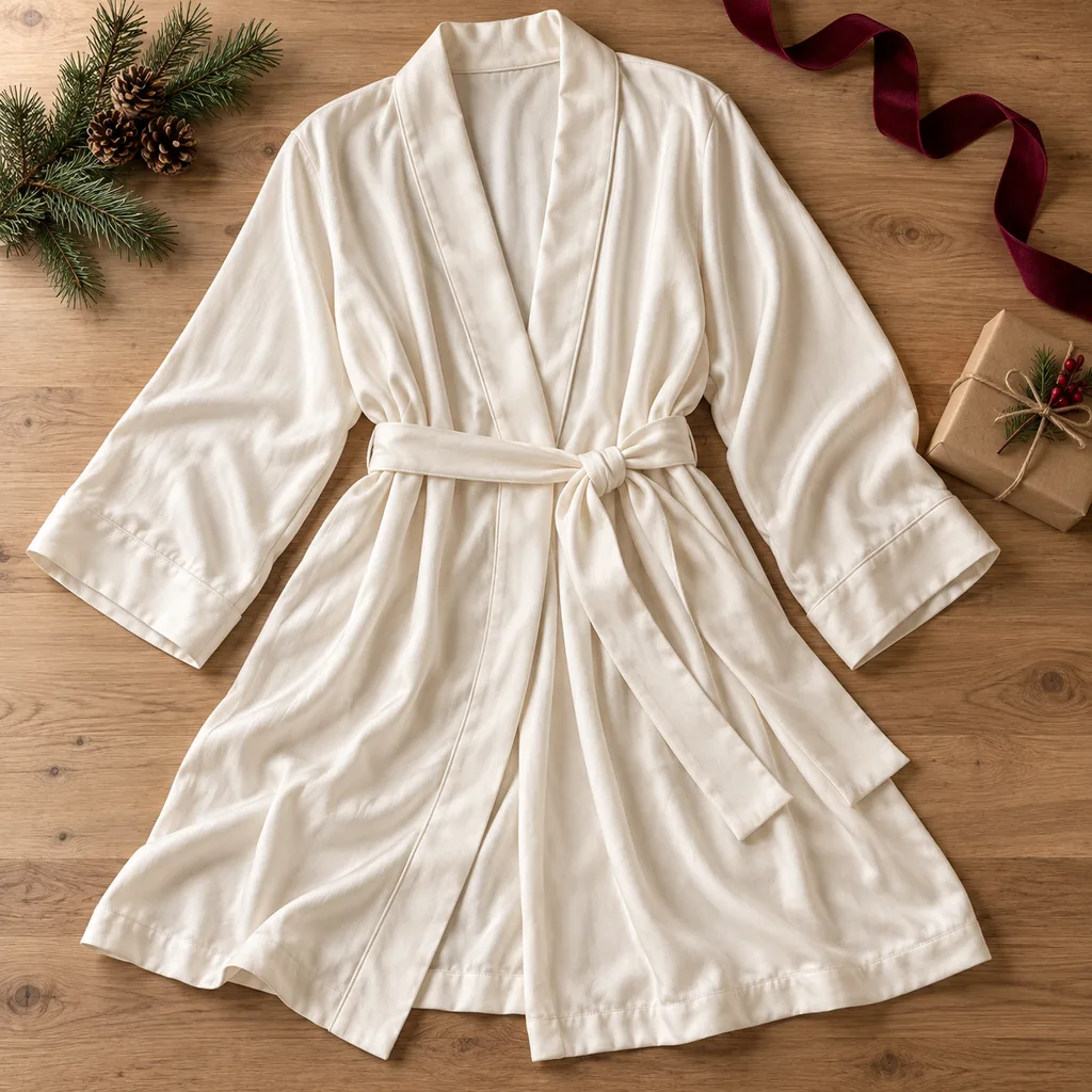 Representative photo-style image of silky soft bamboo blend robe — generated, not a specific product