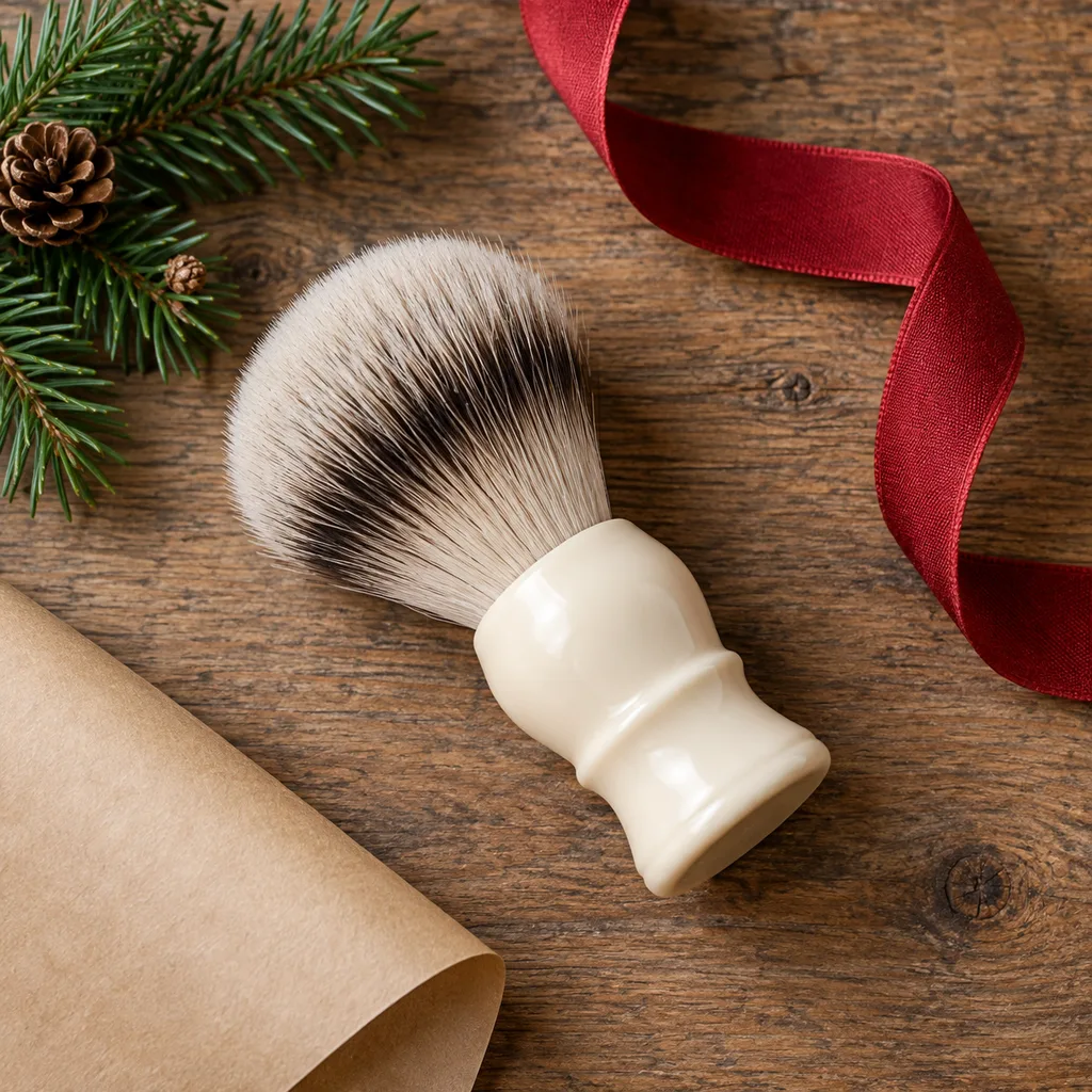 Representative photo-style image of silvertip badger shaving brush — generated, not a specific product