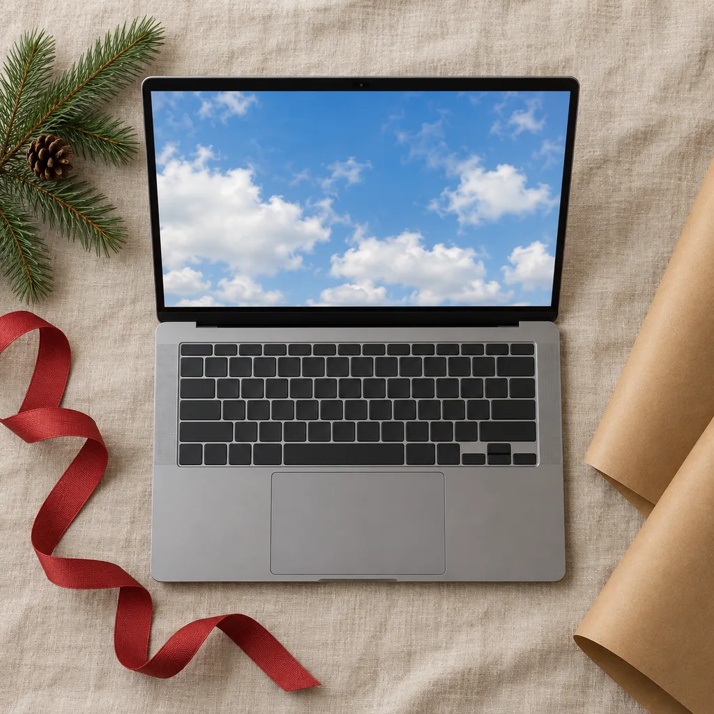 Representative photo-style image of simple cloud-based laptop — generated, not a specific product