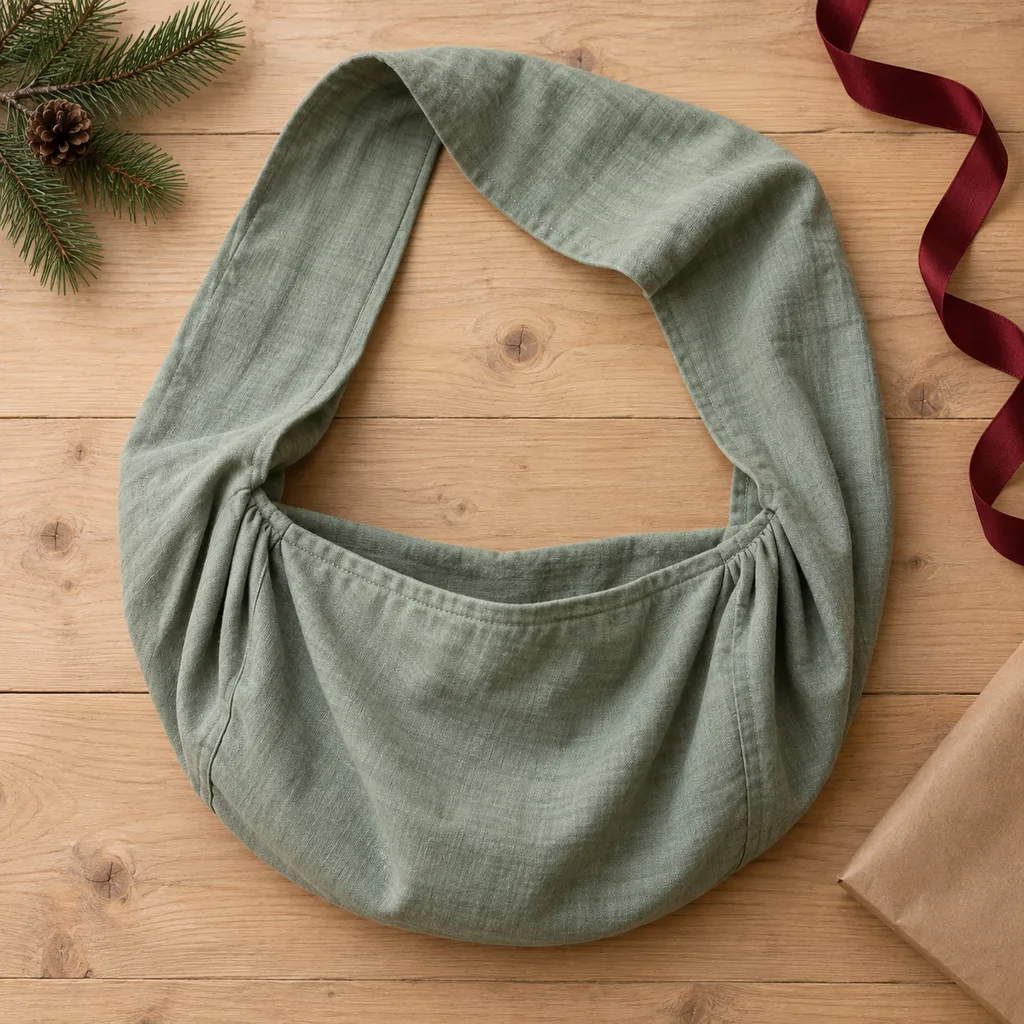 Representative photo-style image of simple fabric pouch carrier — generated, not a specific product
