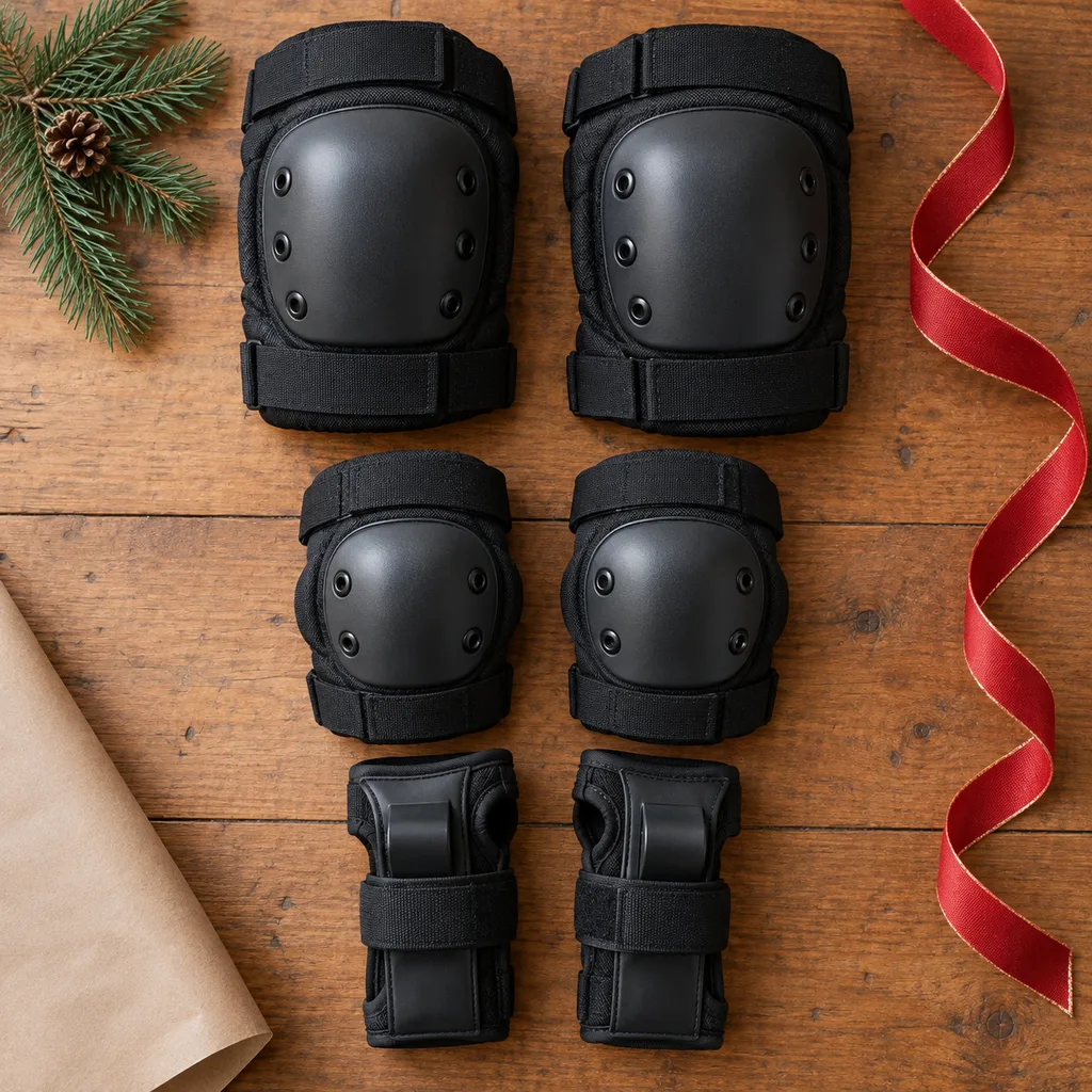 Representative photo-style image of skate protective gear set — generated, not a specific product