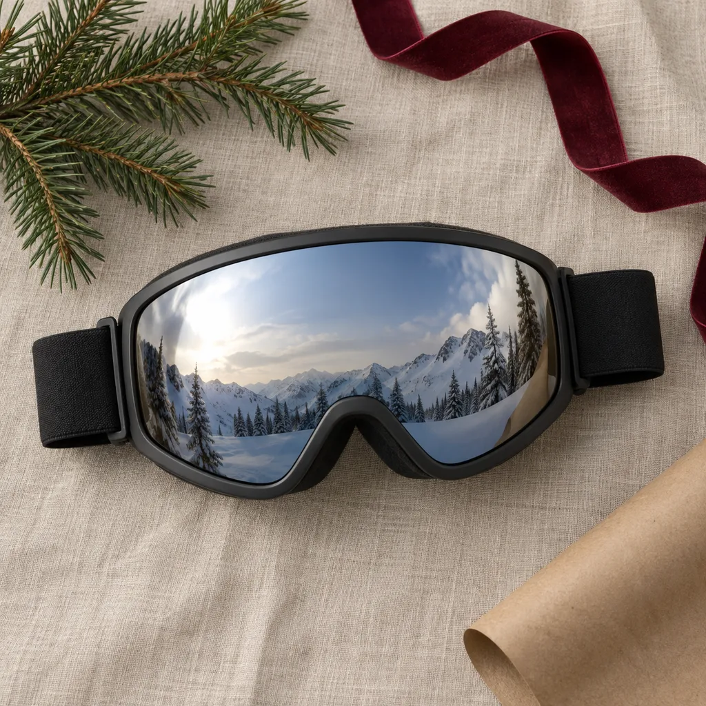 Representative photo-style image of ski and snowboard goggles — generated, not a specific product