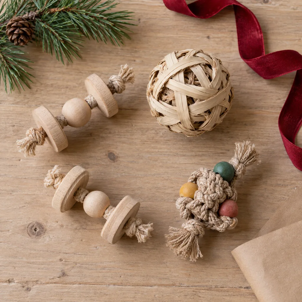 Representative photo-style image of small manipulative foot toys — generated, not a specific product