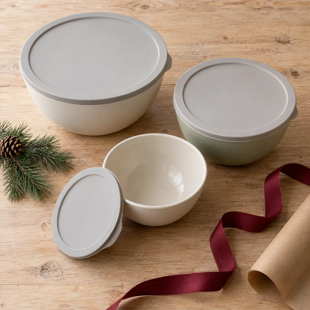 Representative photo-style image of prep bowls with lids — generated, not a specific product
