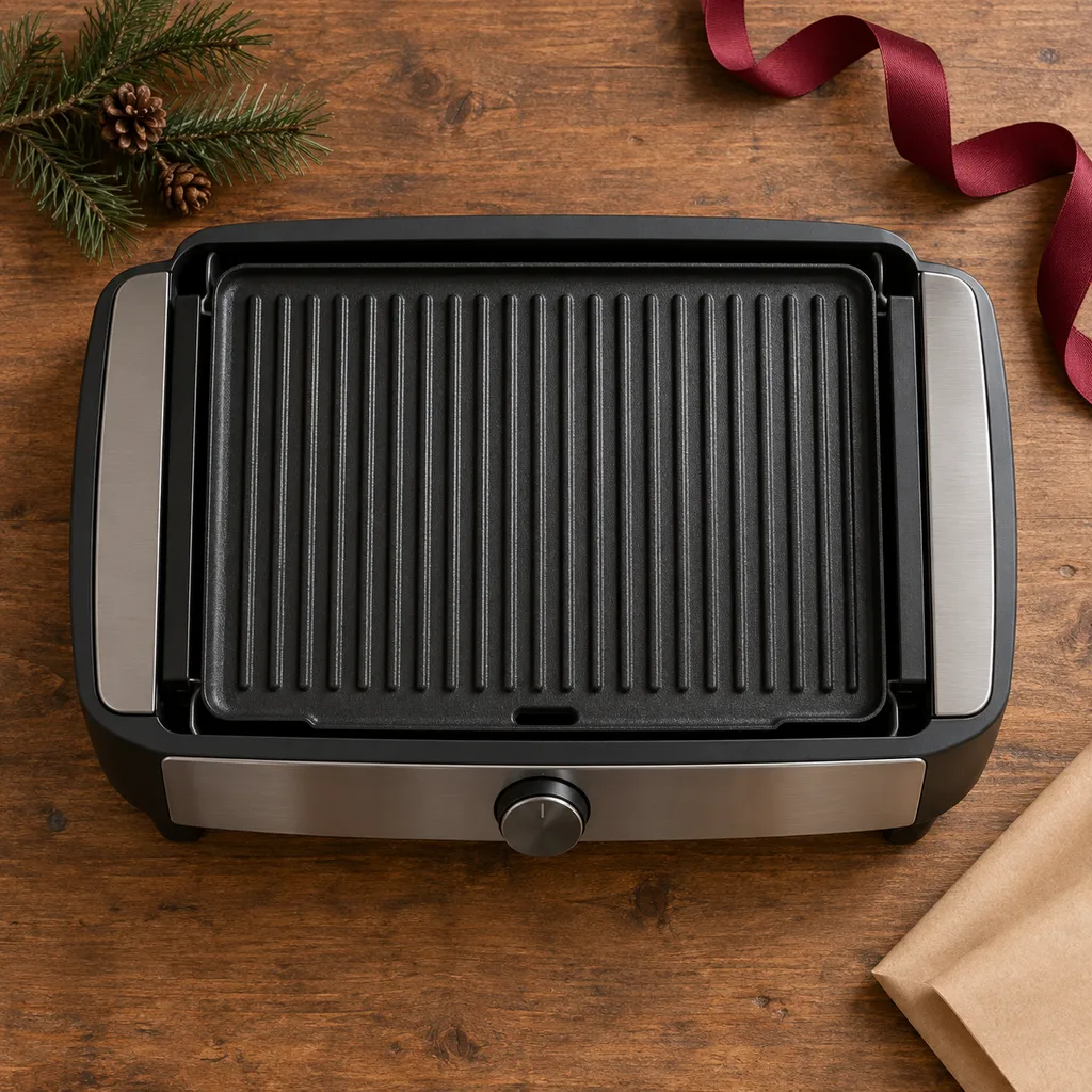 Representative photo-style image of smokeless indoor grilling machine — generated, not a specific product
