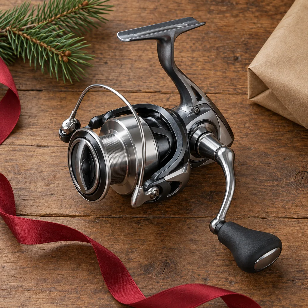 Representative photo-style image of smooth action spinning fishing reel — generated, not a specific product