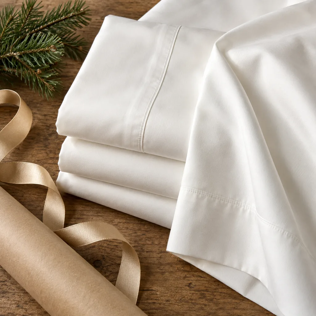 Representative photo-style image of smooth sateen weave cotton sheets — generated, not a specific product