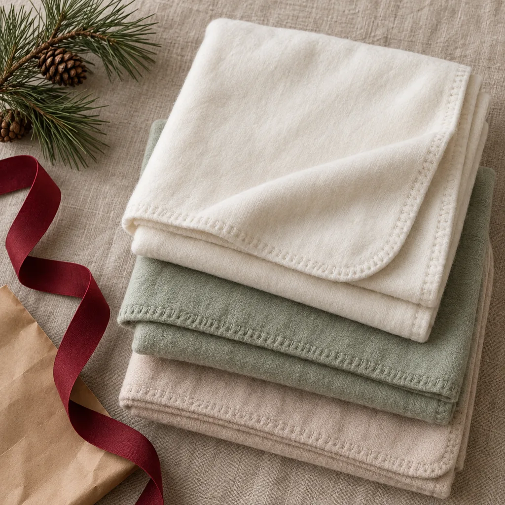 Representative photo-style image of soft flannel receiving blankets — generated, not a specific product