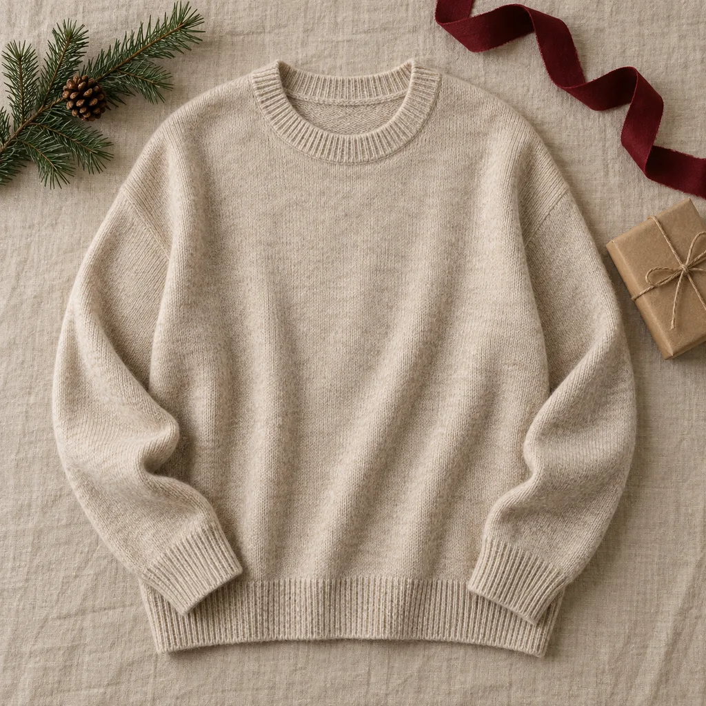 Representative photo-style image of soft knit crewneck lounge sweater — generated, not a specific product