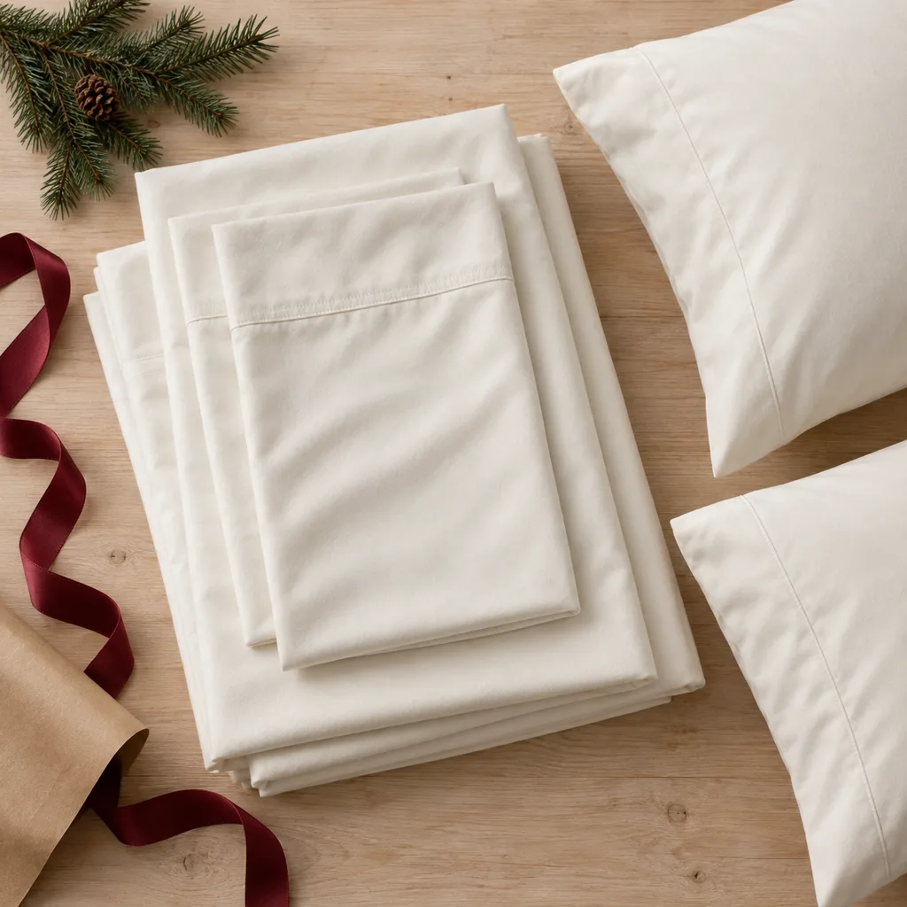 Representative photo-style image of soft microfiber sheet and pillowcase set — generated, not a specific product