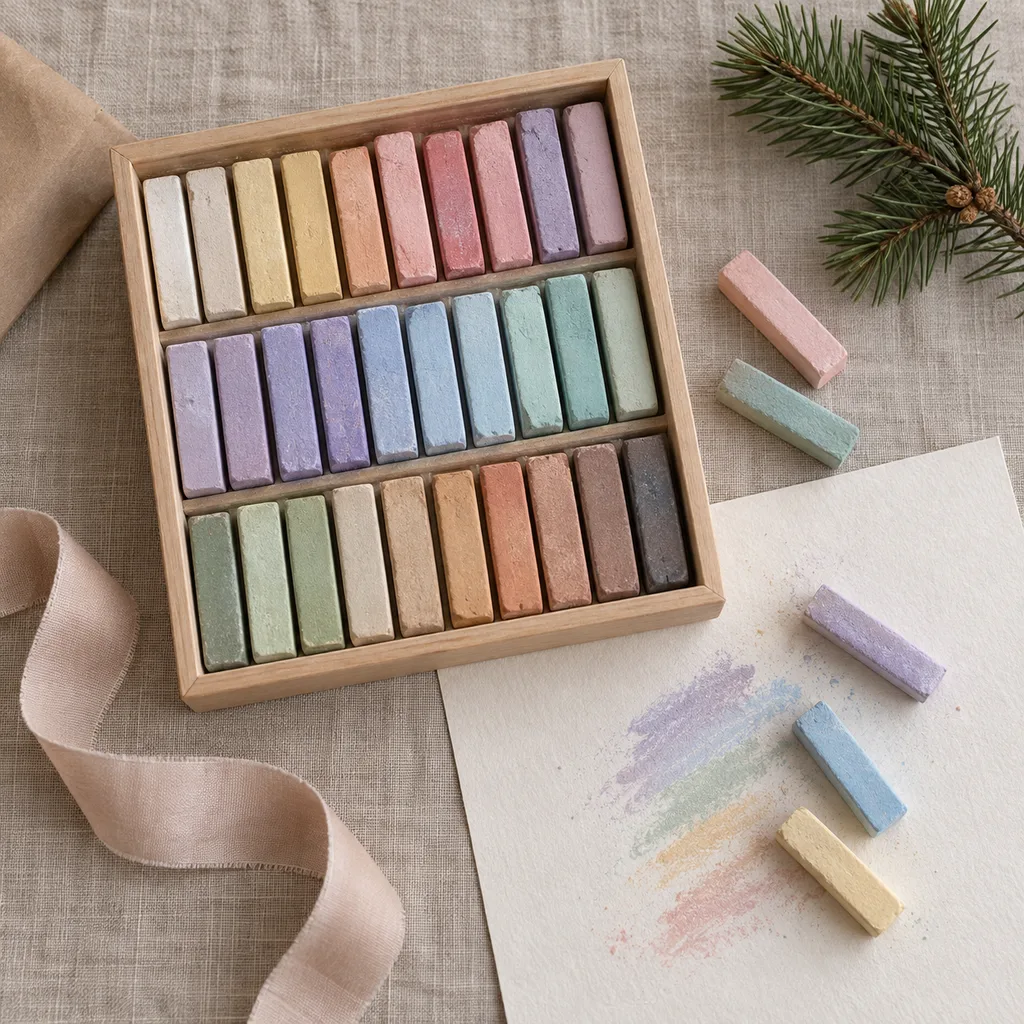 Representative photo-style image of soft pastel drawing collection — generated, not a specific product