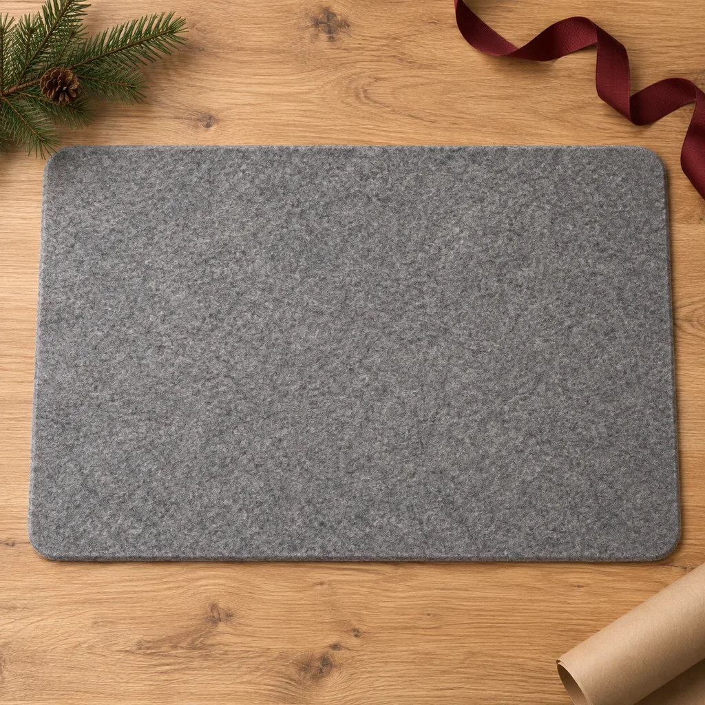 Representative photo-style image of soft wool felt desk pad — generated, not a specific product