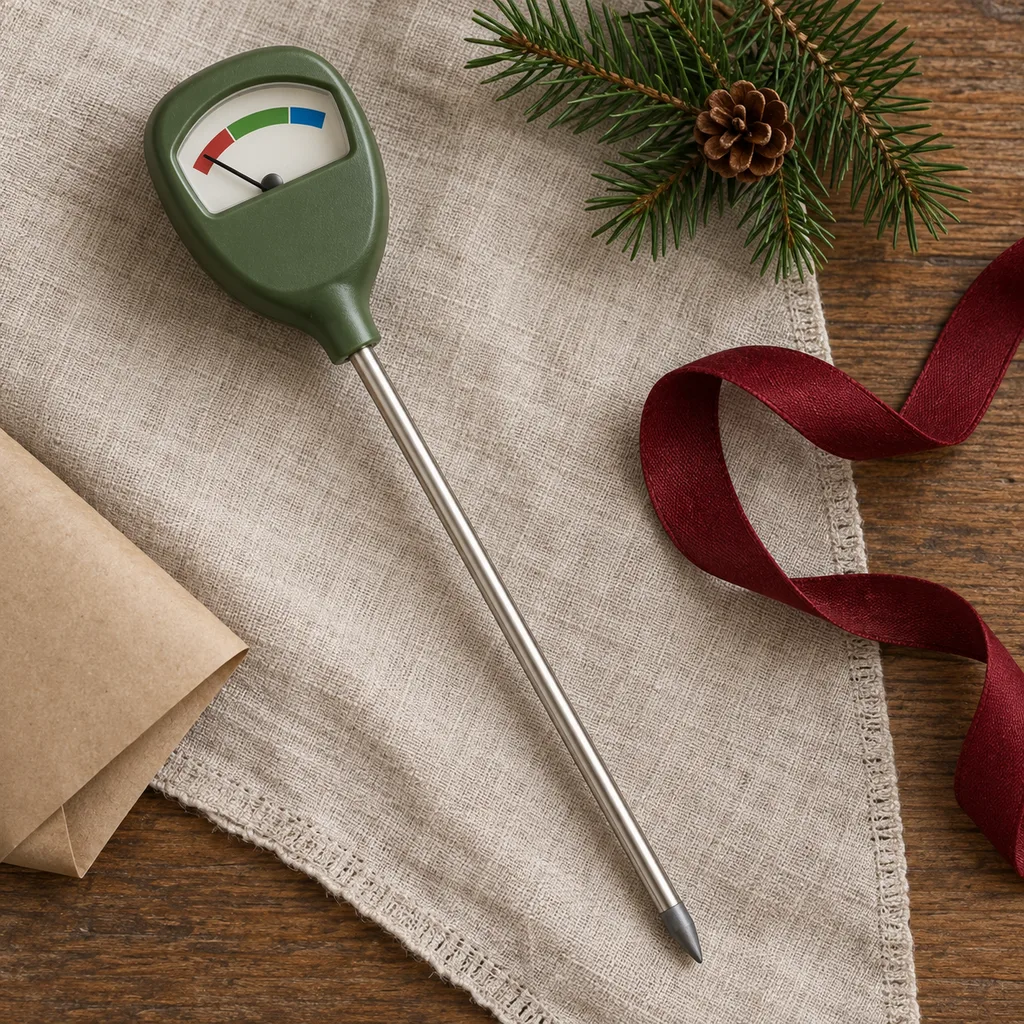 Representative photo-style image of soil moisture meter — generated, not a specific product