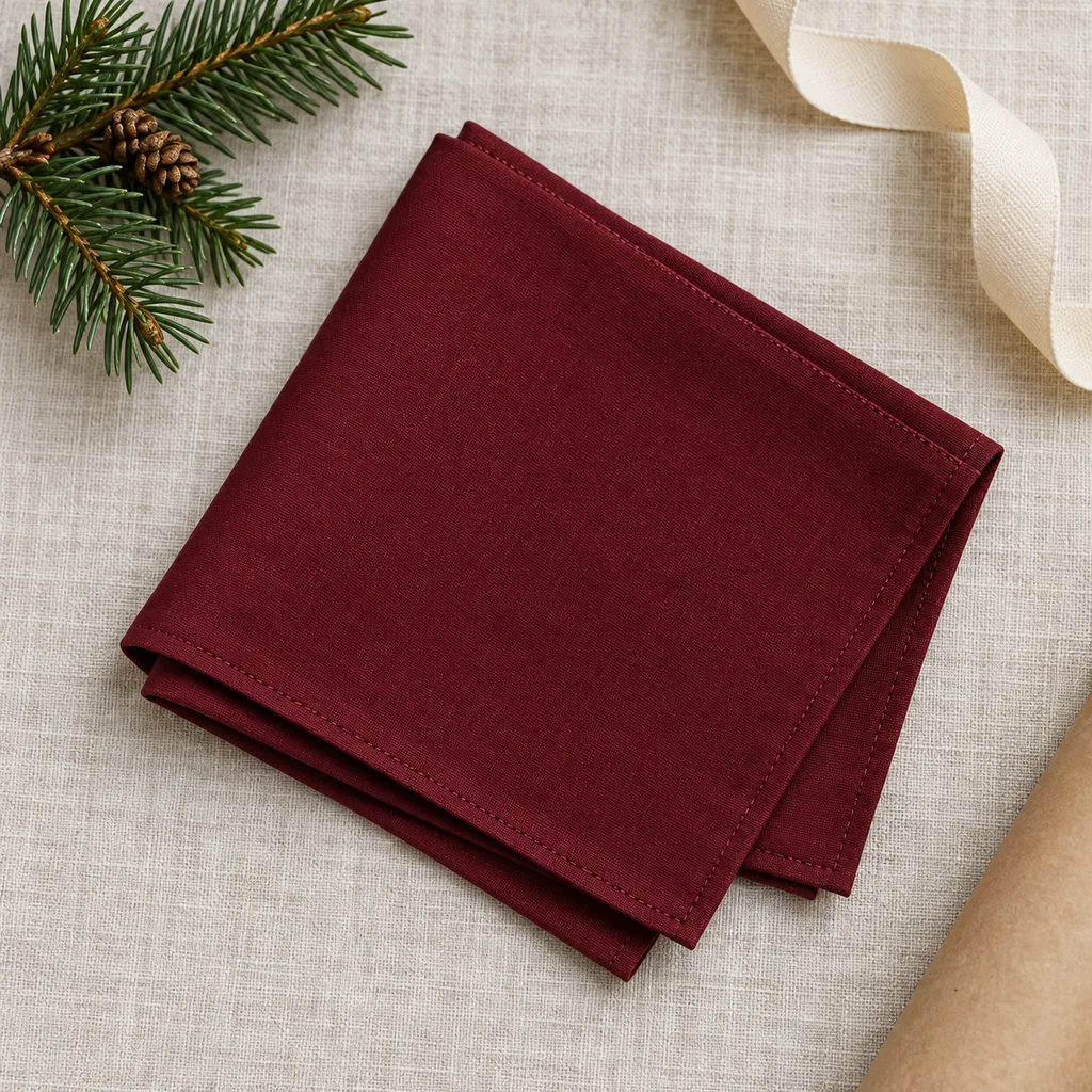 Representative photo-style image of solid color cotton pocket square — generated, not a specific product