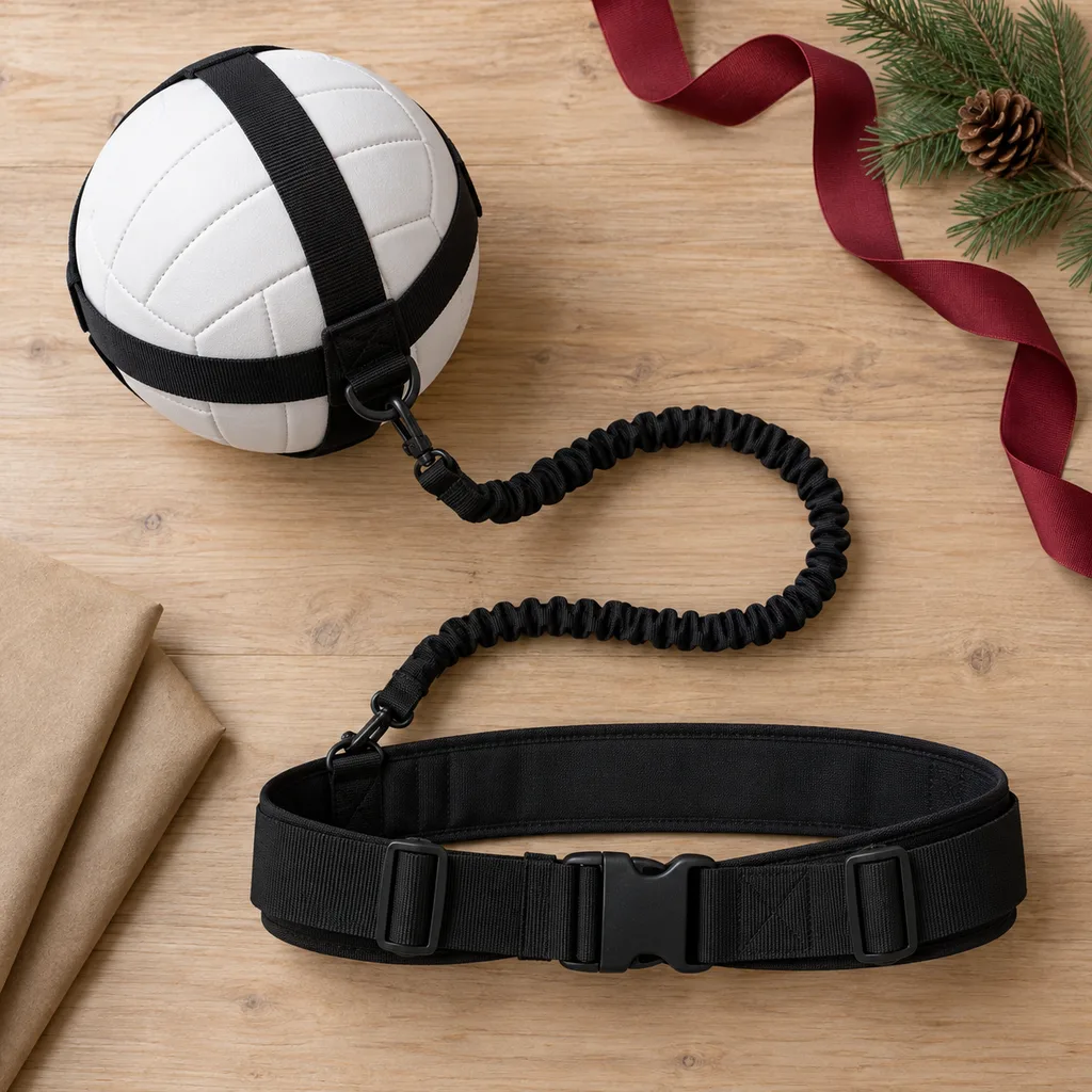 Representative photo-style image of solo volleyball training aid — generated, not a specific product
