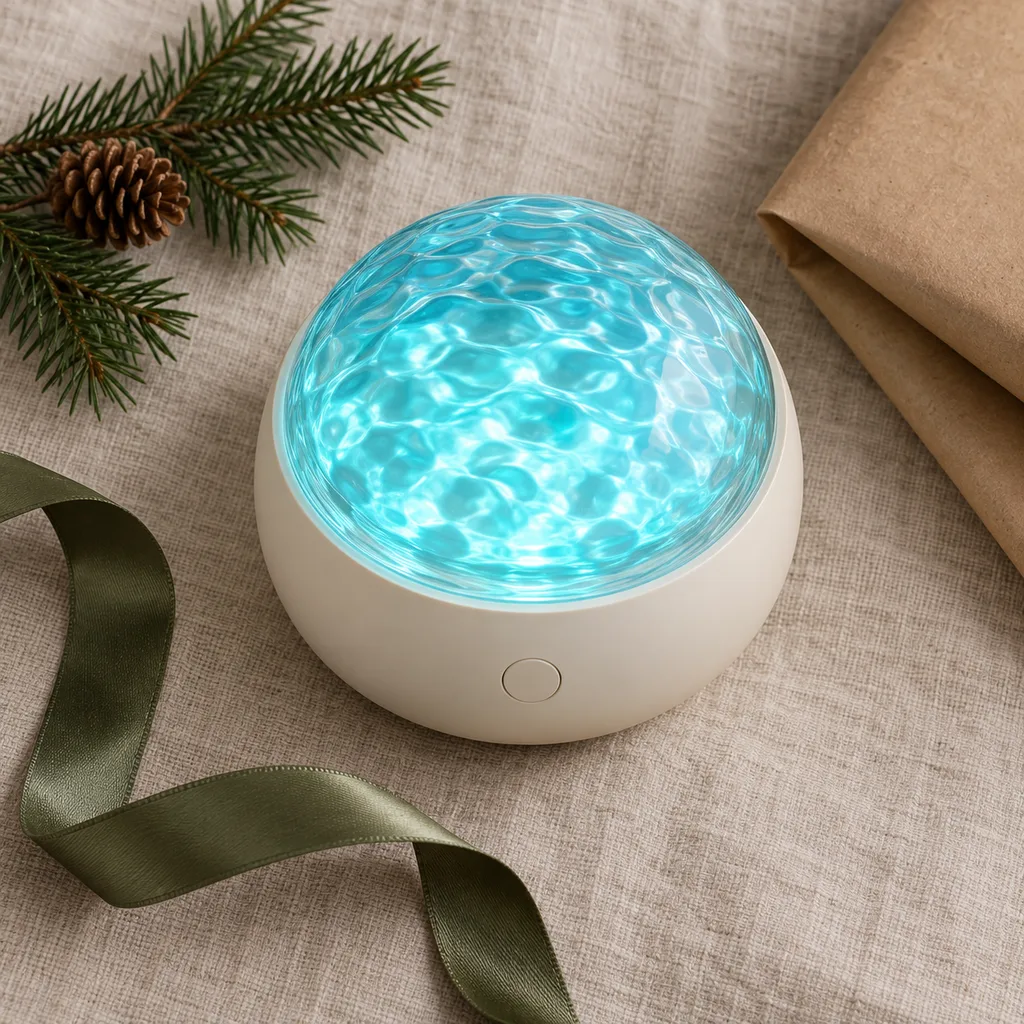 Representative photo-style image of soothing ocean wave projector lamp — generated, not a specific product