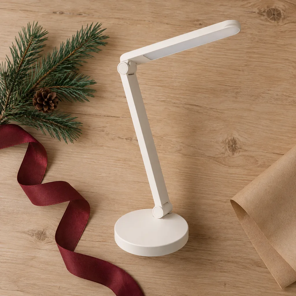 Representative photo-style image of space-saving compact study lamp — generated, not a specific product