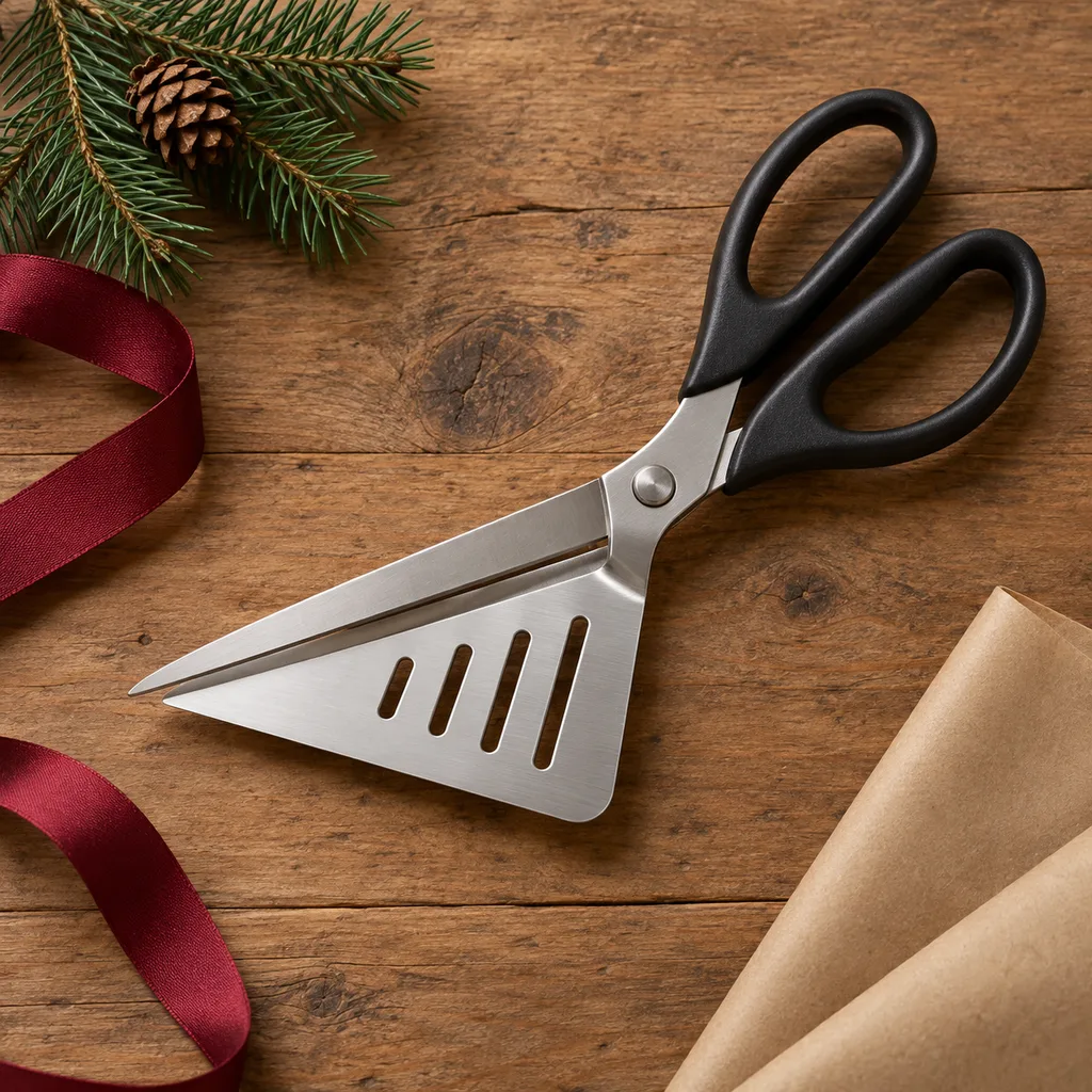 Representative photo-style image of specialized pizza scissors — generated, not a specific product