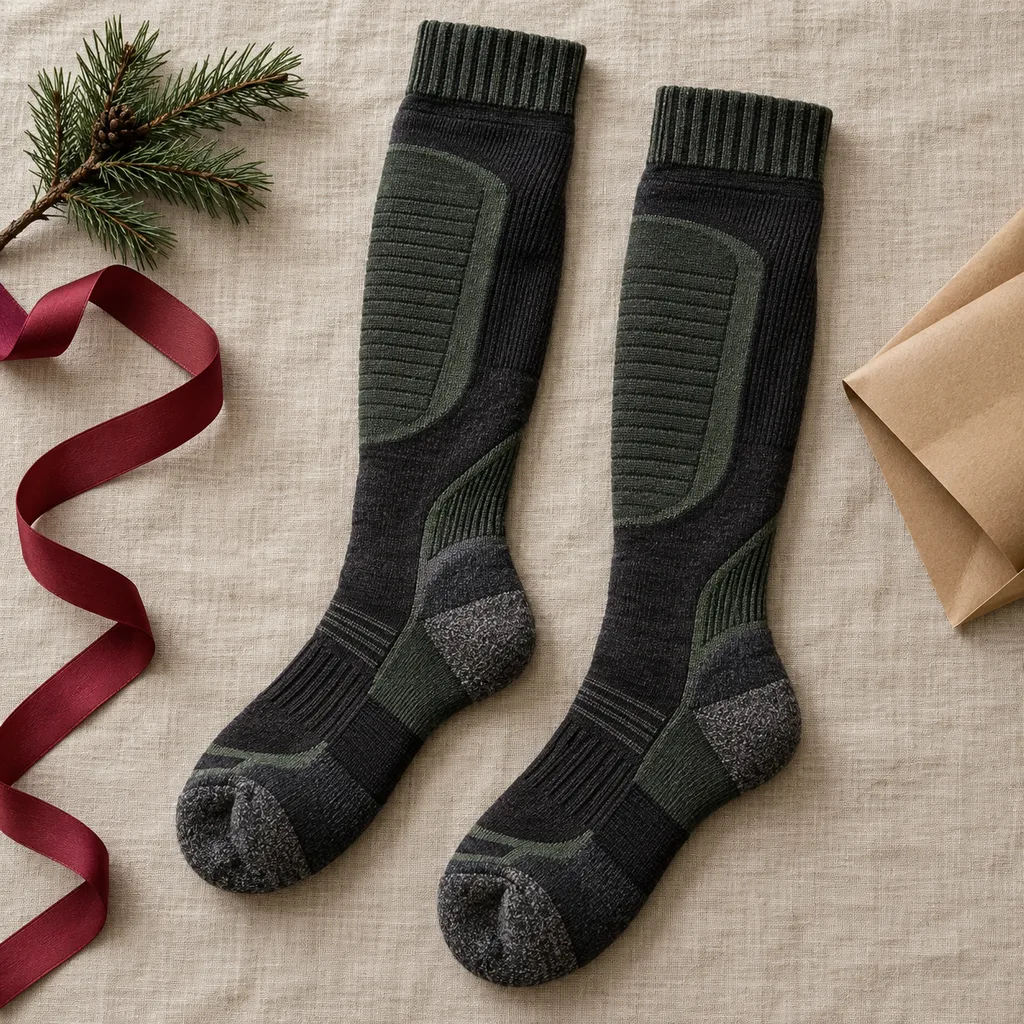 Representative photo-style image of specialized ski and snowboard socks — generated, not a specific product