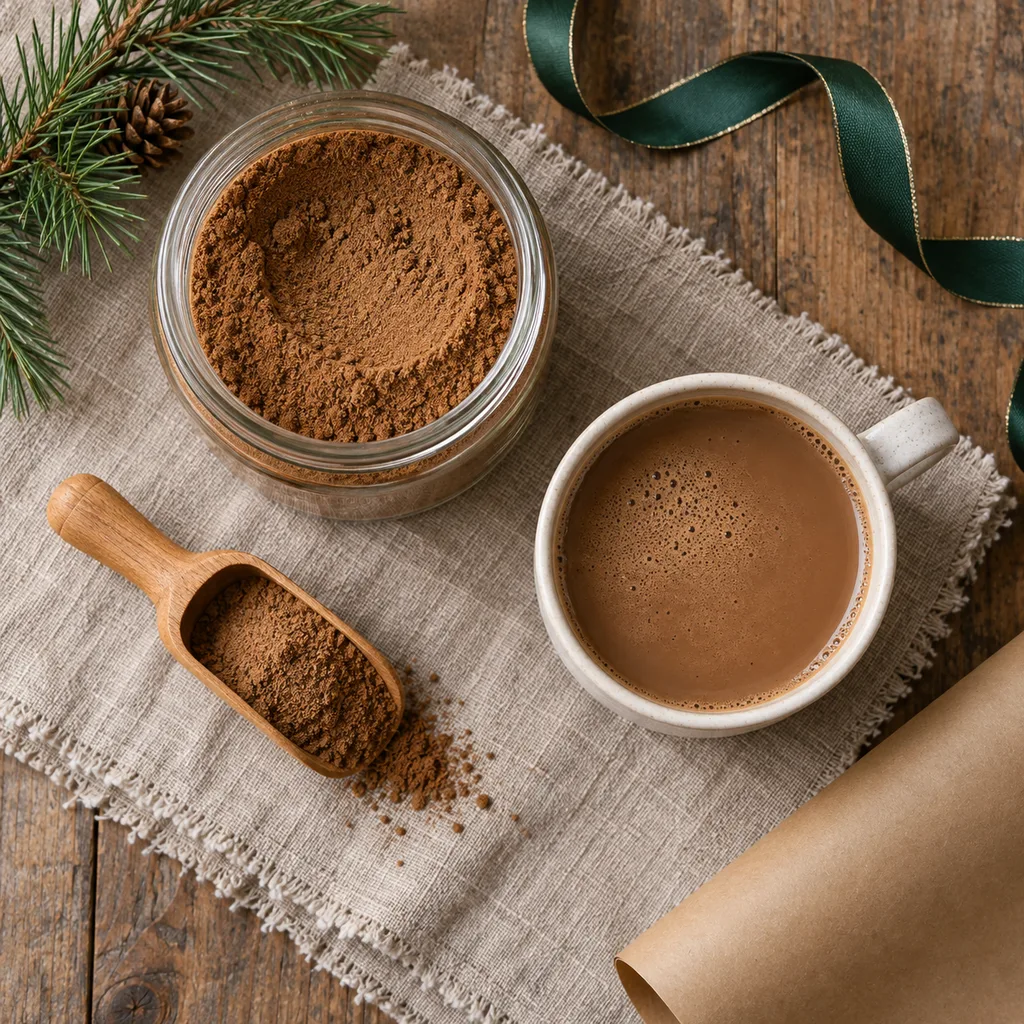 Representative photo-style image of specialty coffee alternative mix — generated, not a specific product