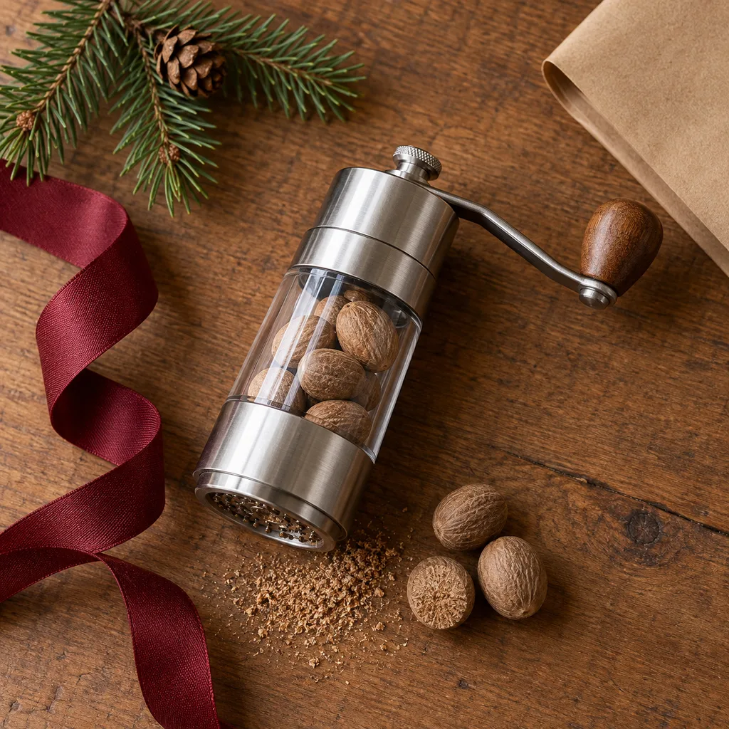 Representative photo-style image of nutmeg grinder — generated, not a specific product