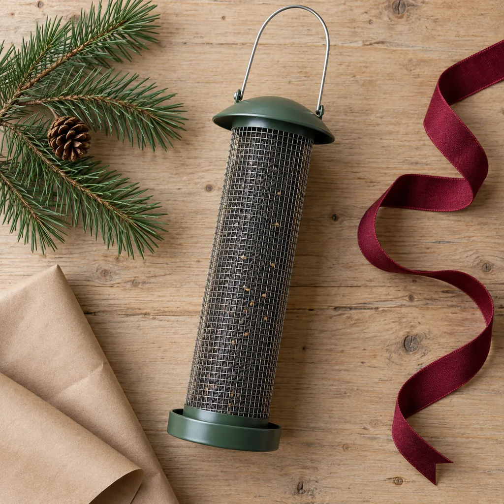 Representative photo-style image of specialty nyjer thistle seed feeder — generated, not a specific product