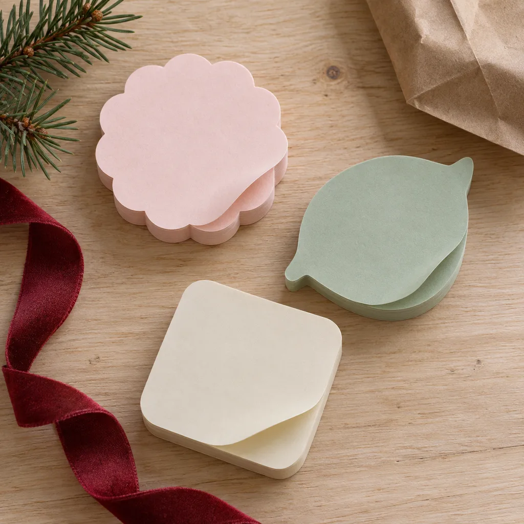 Representative photo-style image of specialty sticky note pads — generated, not a specific product