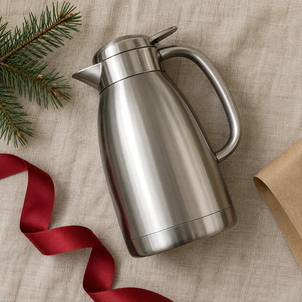 Representative photo-style image of stainless steel insulated thermal carafe — generated, not a specific product