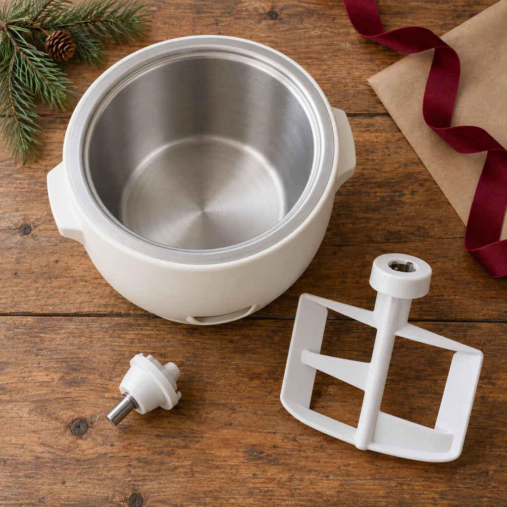 Representative photo-style image of stand mixer ice cream attachment — generated, not a specific product