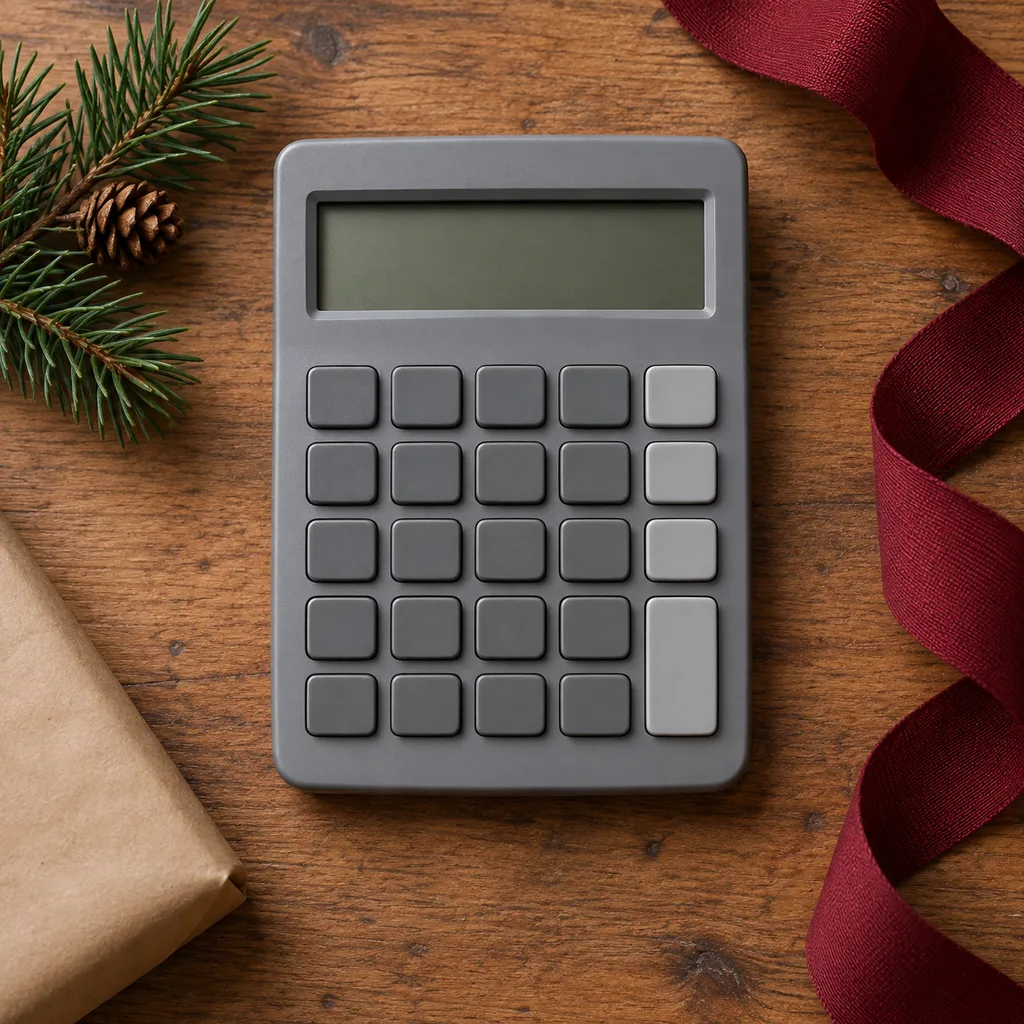 Representative photo-style image of standard desktop calculator — generated, not a specific product