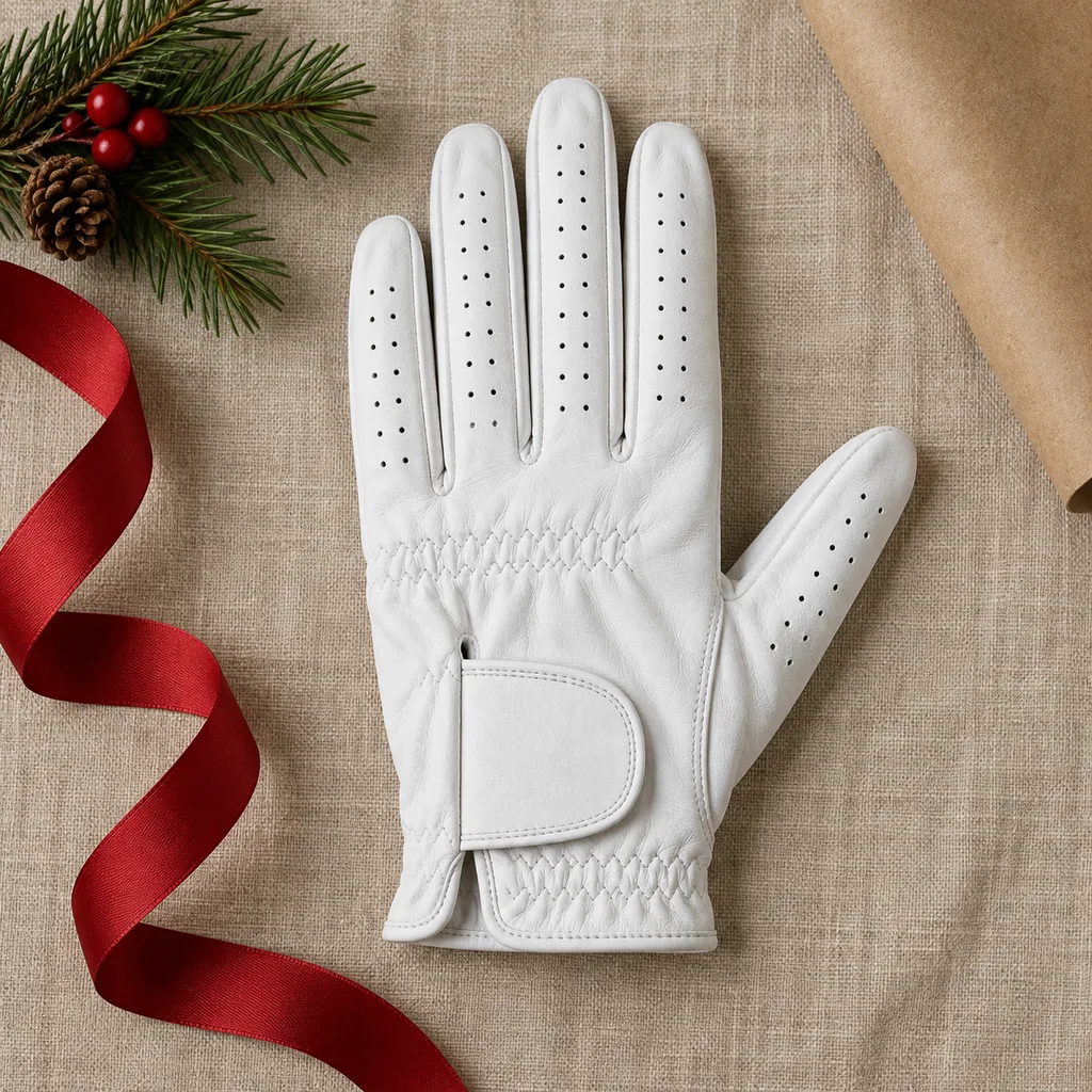Representative photo-style image of standard golf grip glove (left hand) — generated, not a specific product