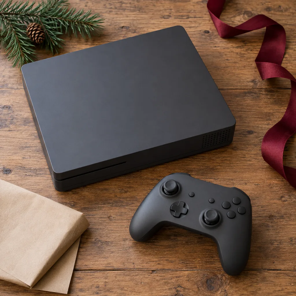 Representative photo-style image of standard home gaming console — generated, not a specific product