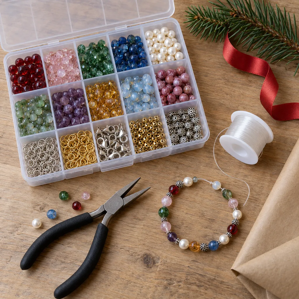 Representative photo-style image of starter jewelry making beading kit — generated, not a specific product