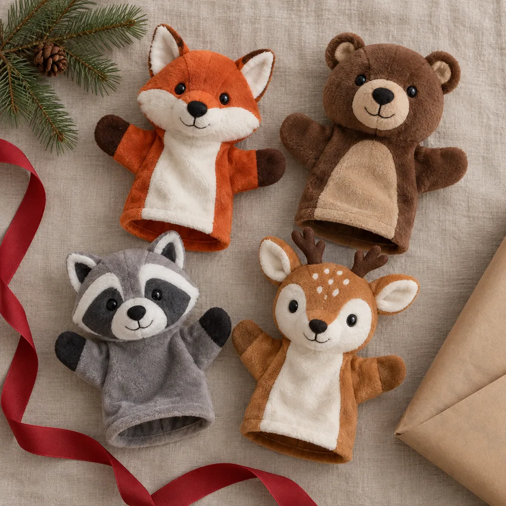 Representative photo-style image of storytelling hand puppet set — generated, not a specific product