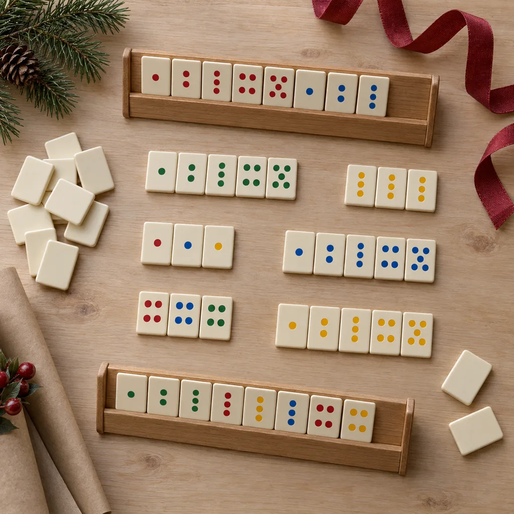 Representative photo-style image of strategic number tile rummy — generated, not a specific product