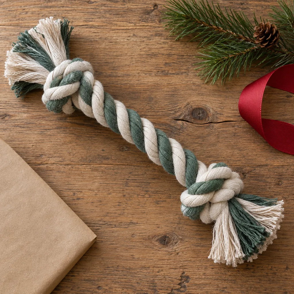 Representative photo-style image of sturdy rope tug toy — generated, not a specific product