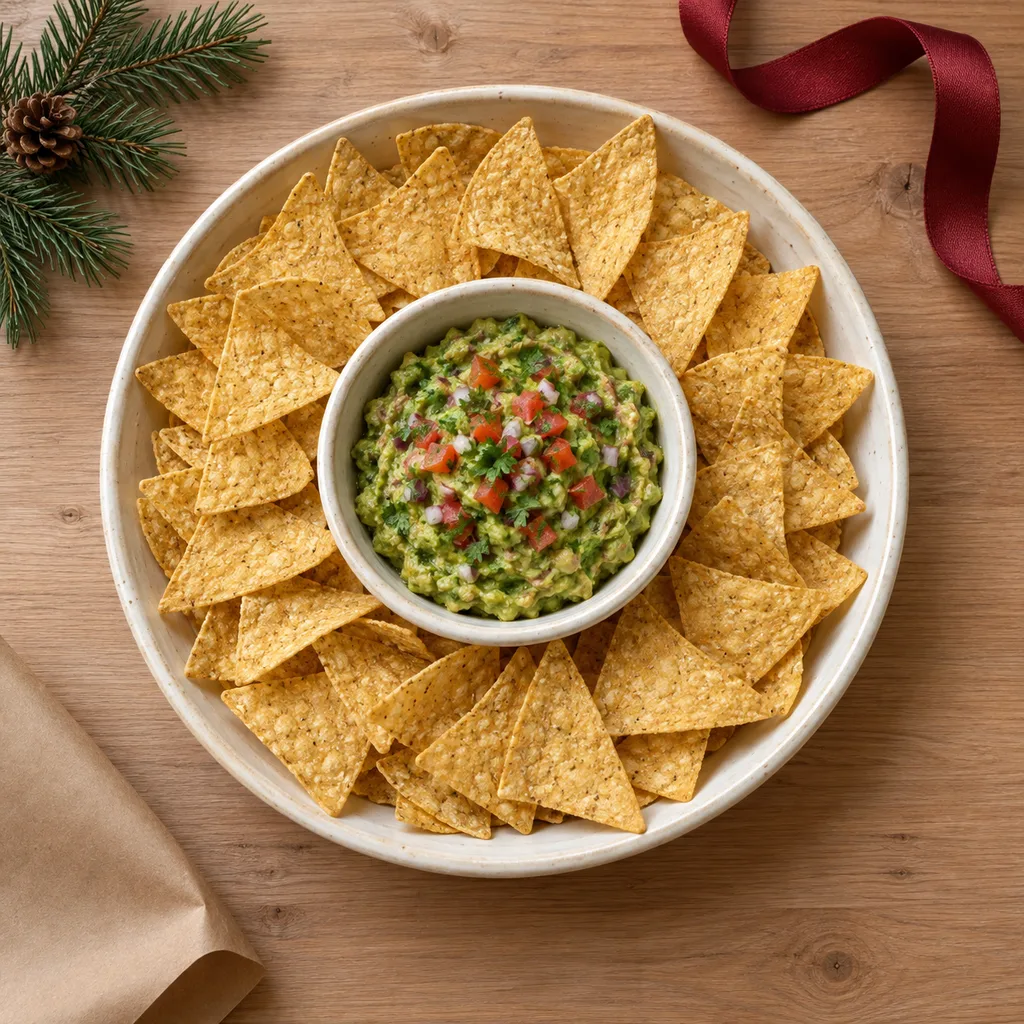Representative photo-style image of stylish chip and dip set — generated, not a specific product
