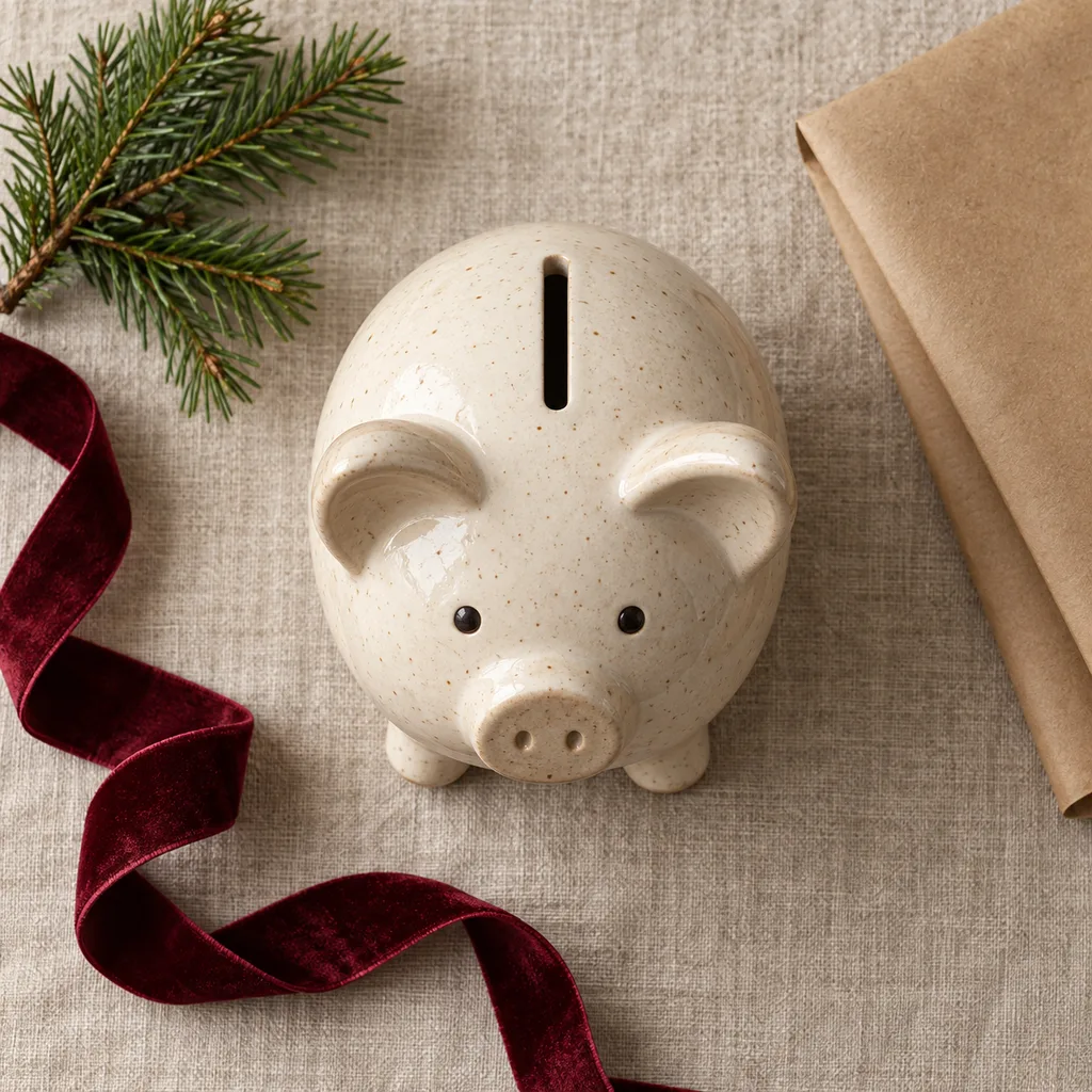 Representative photo-style image of stylish decorative money box — generated, not a specific product
