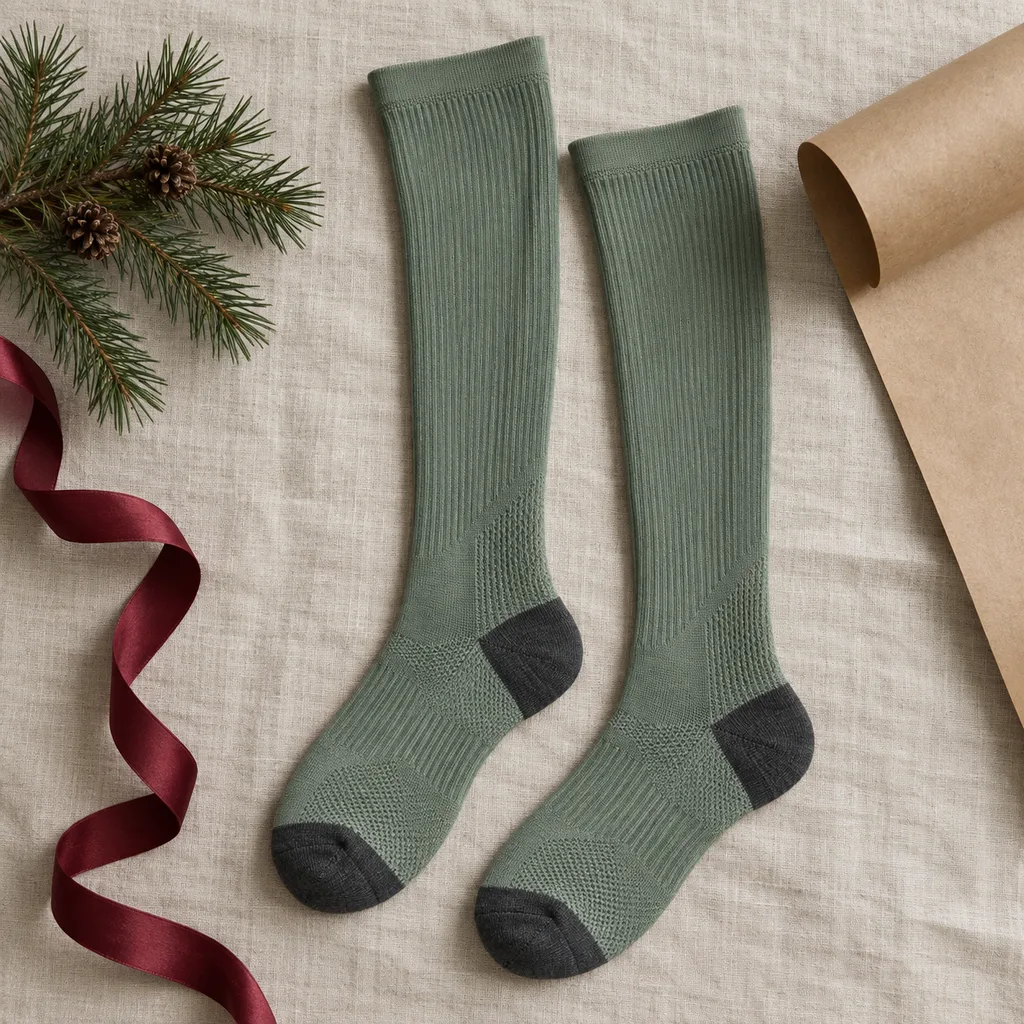 Representative photo-style image of stylish compression socks — generated, not a specific product