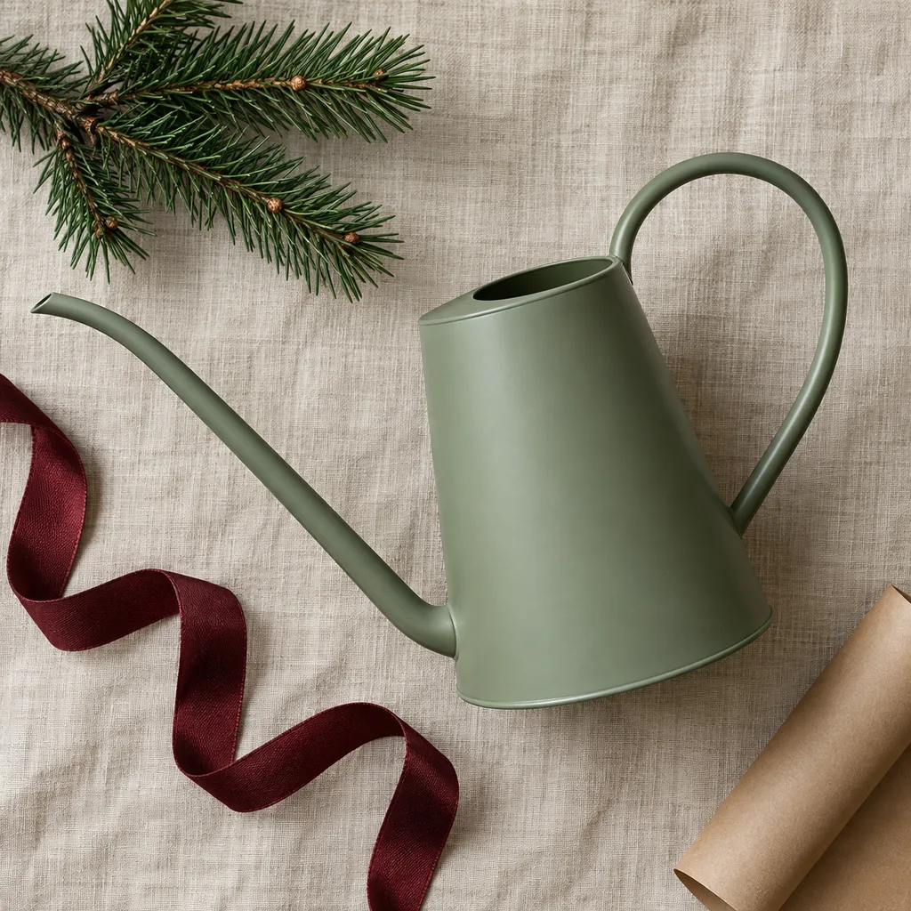 Representative photo-style image of stylish indoor watering can — generated, not a specific product