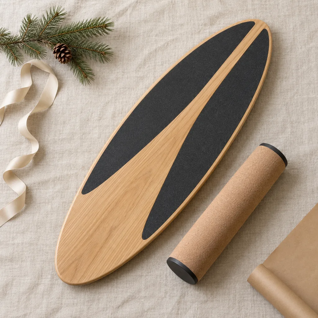 Representative photo-style image of surf-style balance board — generated, not a specific product