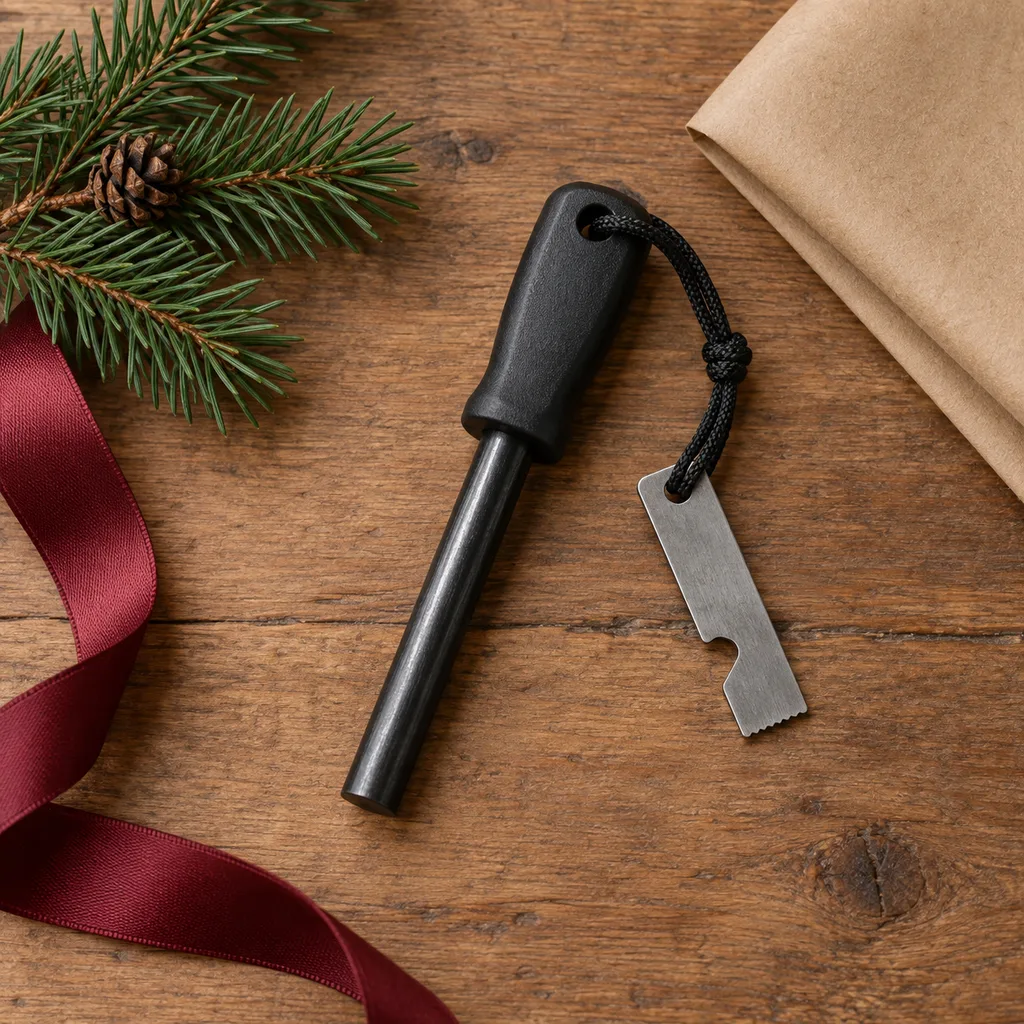 Representative photo-style image of survival fire starter — generated, not a specific product