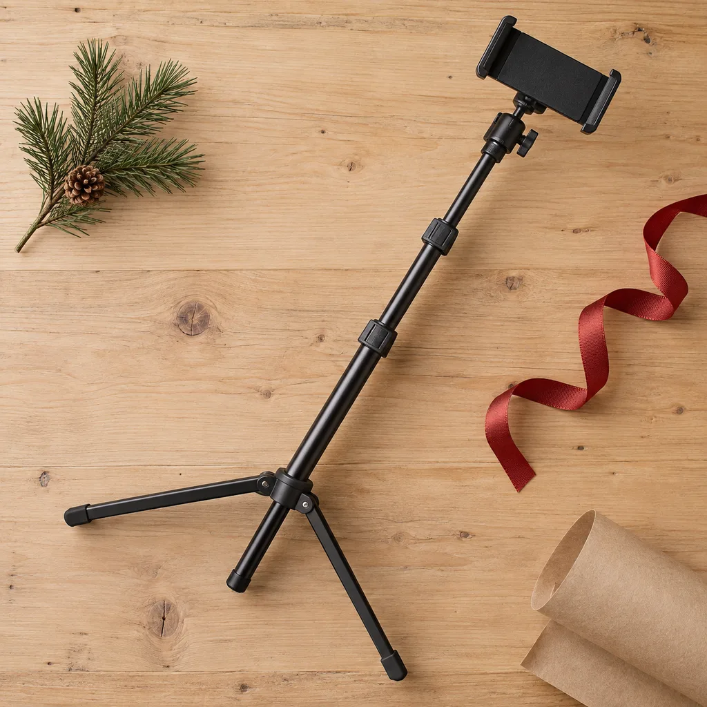 Representative photo-style image of tablet floor stand tripod — generated, not a specific product
