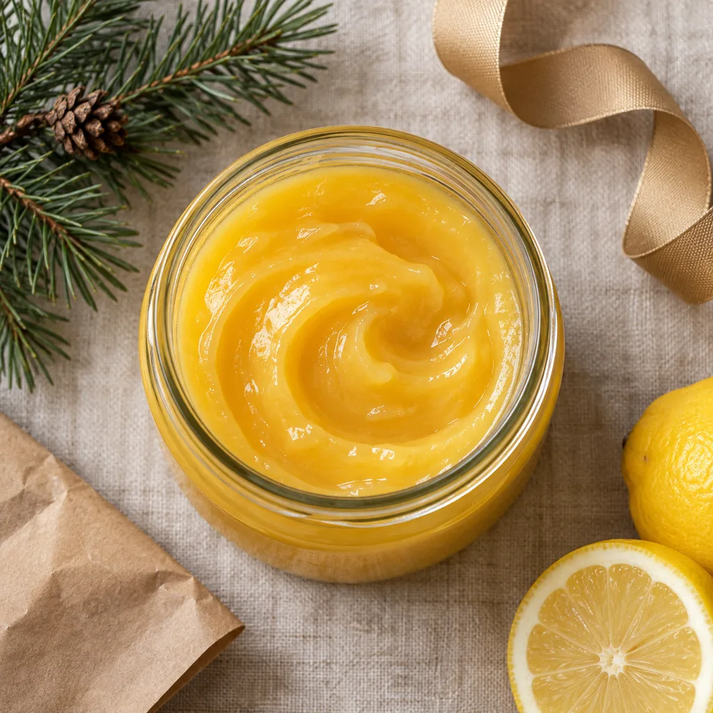 Representative photo-style image of tangy fruit curd jar — generated, not a specific product